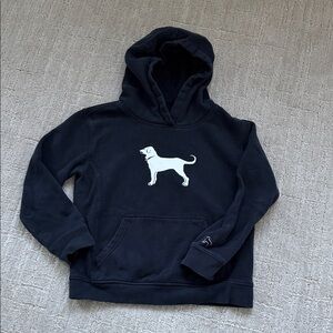 The Black Dog Navy Hoodie with White Dog Design